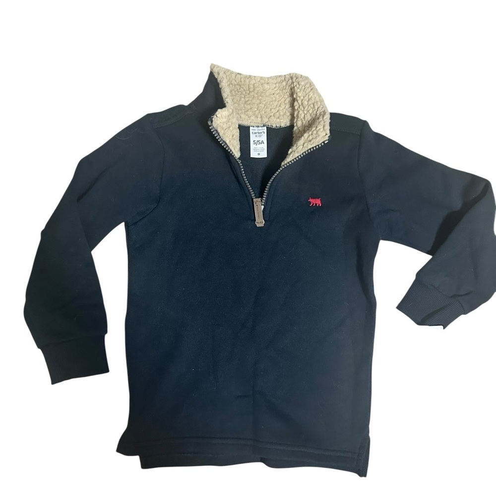 Carter's Navy Sweatshirt with Cream Fleece Collar